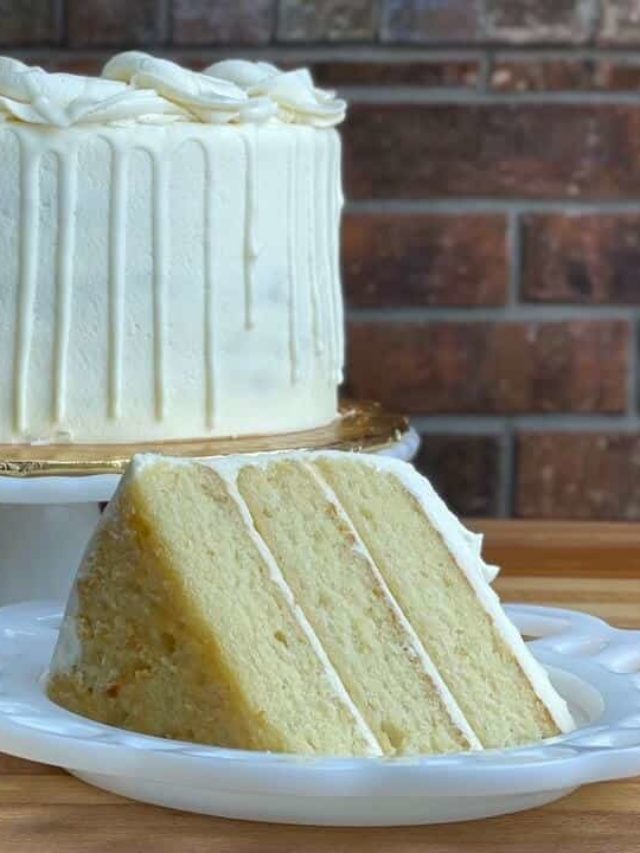 Moist Vanilla Almond Cake with Creamy Vanilla Buttercream