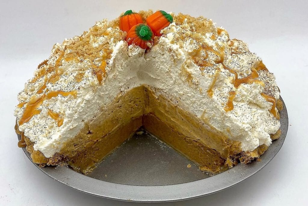 Pumpkin Cream Pie made with stabilized whipped cream