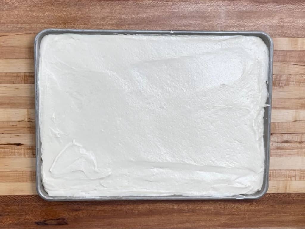 Cake batter in sheet pan