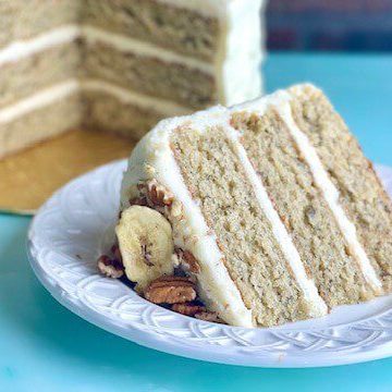 Old Fashioned Banana Cake Slice with cream cheese buttercream