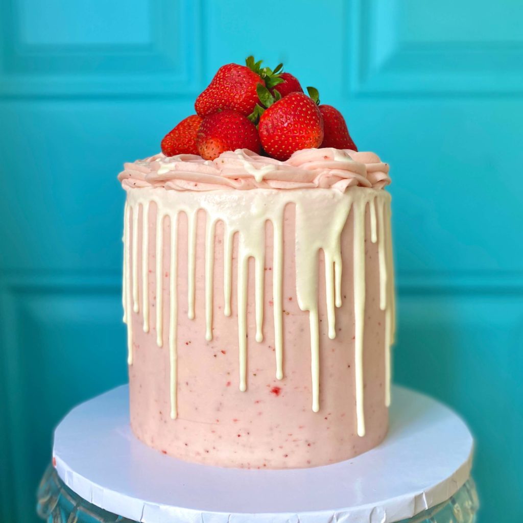 Tall 6 inch strawberry cake