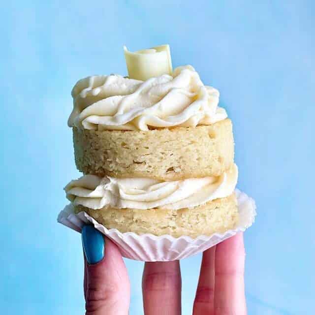 Moist Vanilla Almond Cake with Creamy Vanilla Buttercream - Amycakes Bakes