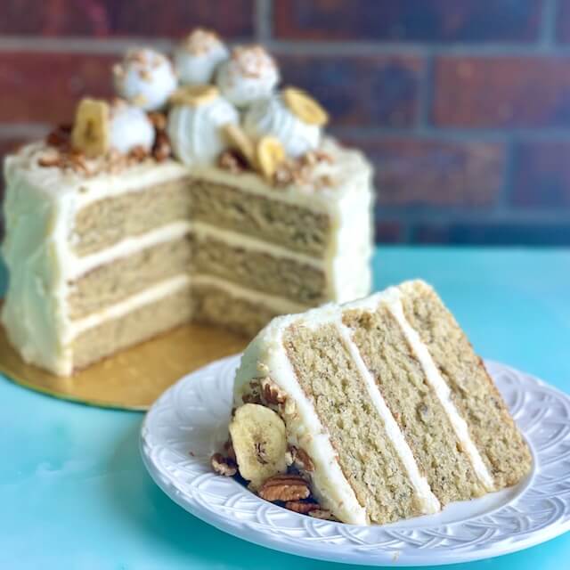 old fashioned Banana Cake Slice with Cream Cheese buttercream