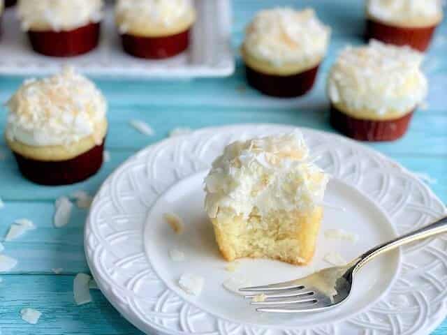 Partially Eaten Coconut Cream Cupcake