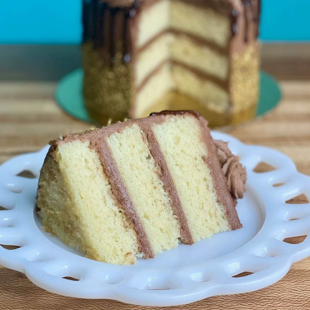 Moist Vanilla Almond Cake with Creamy Vanilla Buttercream - Amycakes Bakes