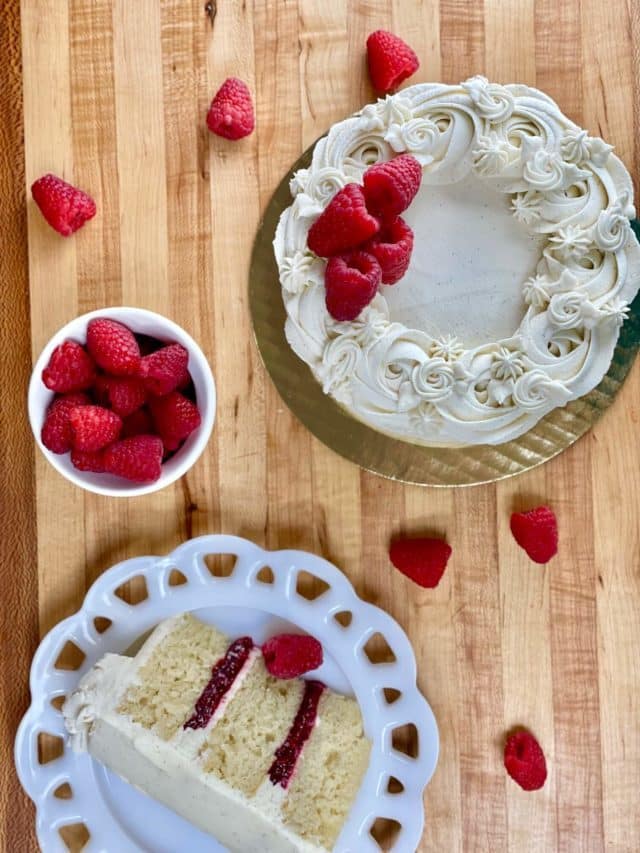 Soft and Moist Vanilla Bean Cake with Raspberry Filling