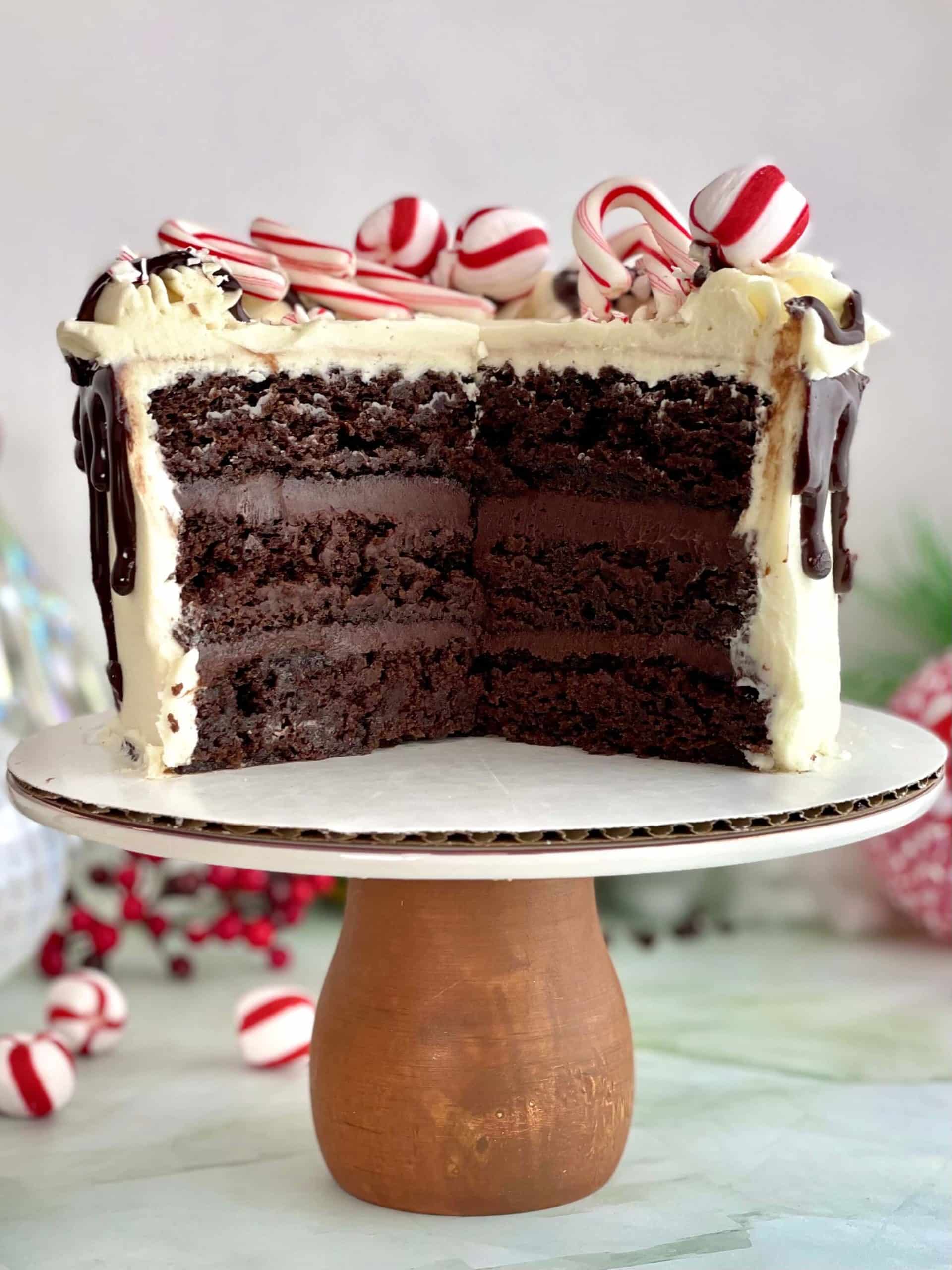 Moist Peppermint Fudge Cake