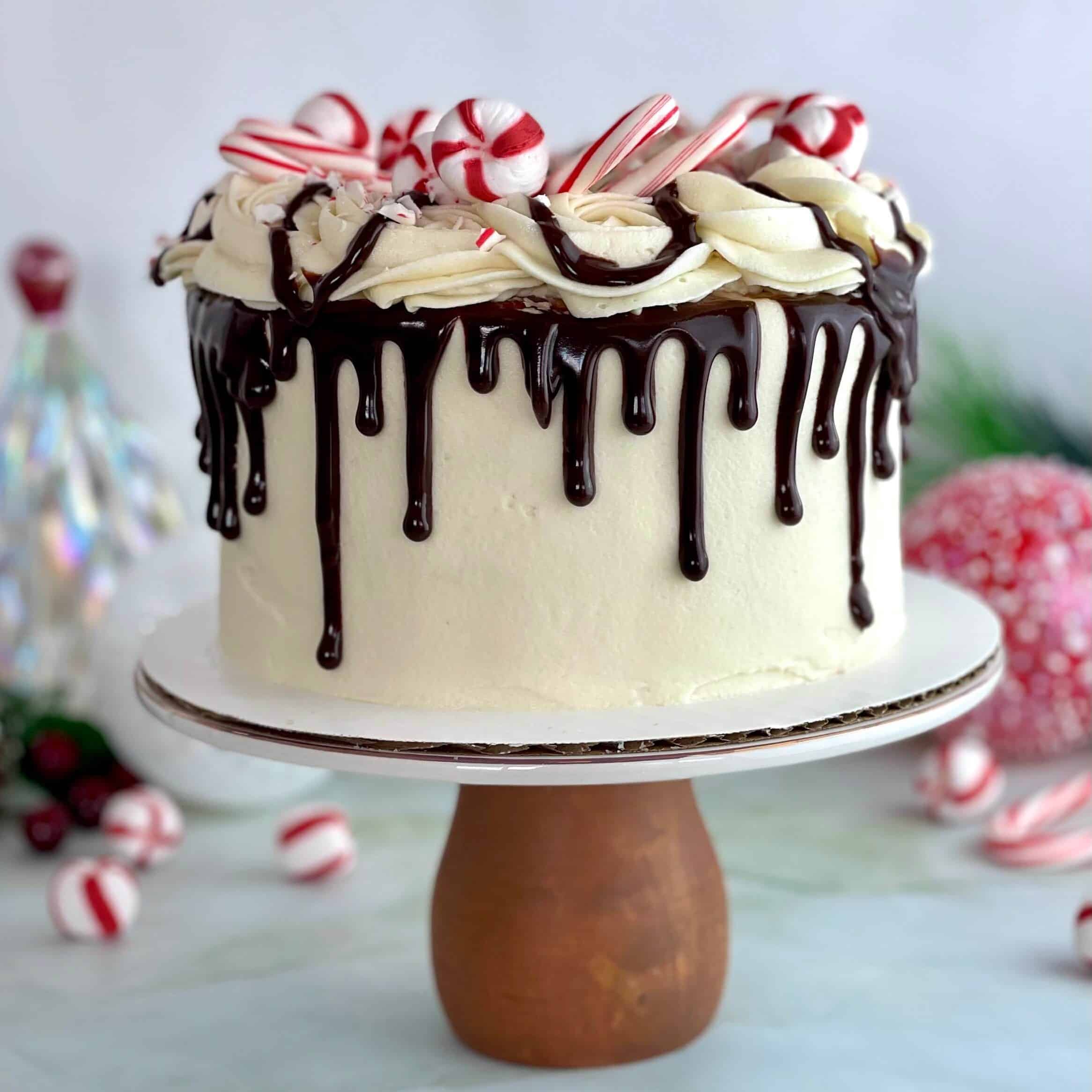 Moist decorated Chocolate Peppermint Cake