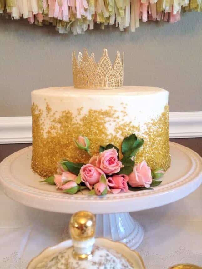 Gold Princess Flower Cake by Amycakes Bakes