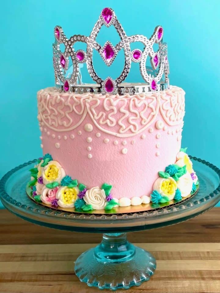 Princess Flower Cake with a Crown Cake Topper by Amycakes Bakes