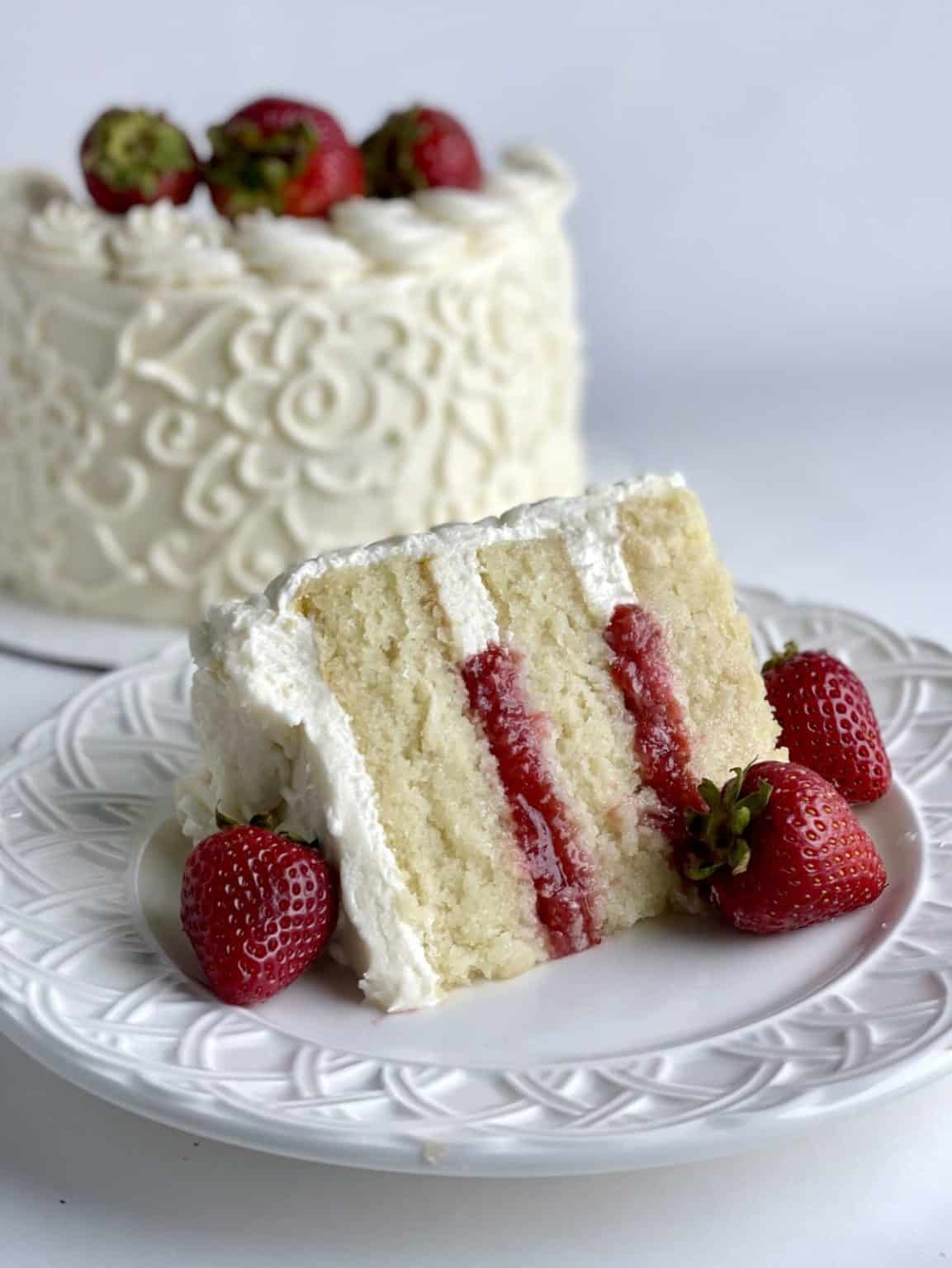 Moist Vanilla Cake with Strawberry Filling - Amycakes Bakes