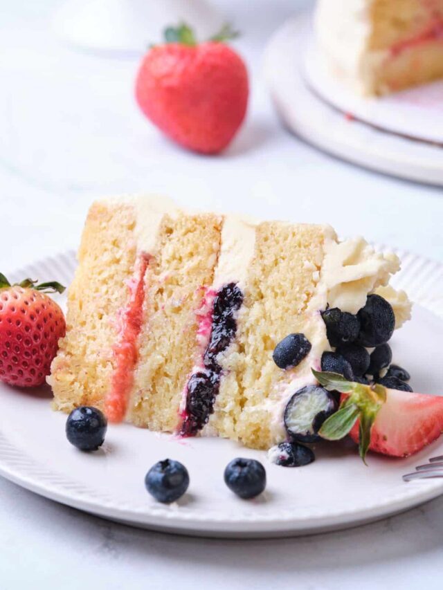 Moist Strawberry and Blueberry Cake