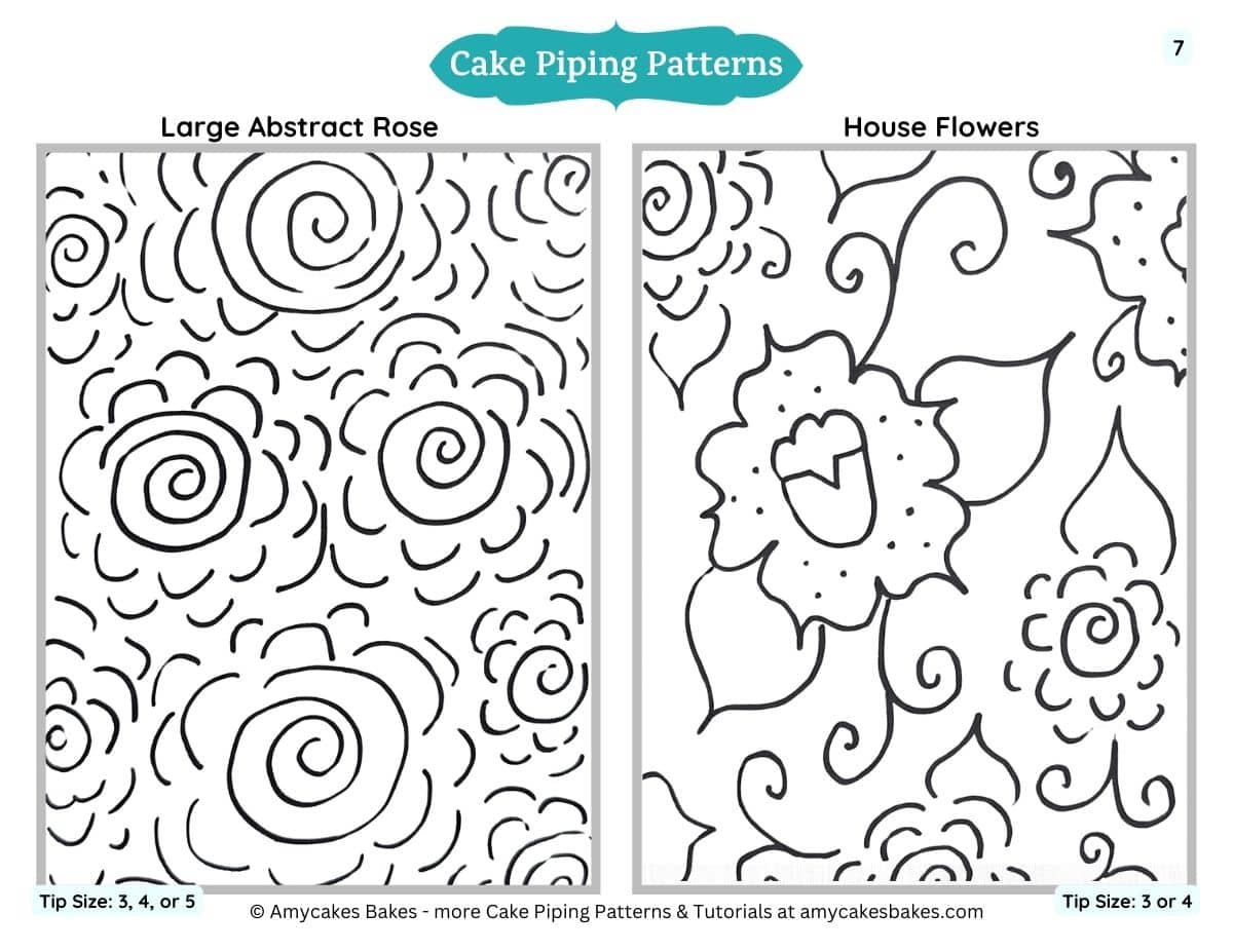 An example of the cake piping patterns that you can print to download your piping skills at home.