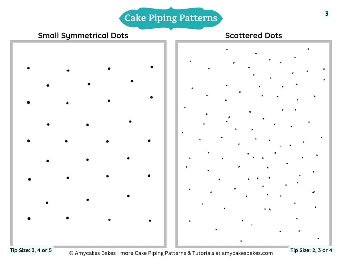 example page from a printable cake piping pattern book.