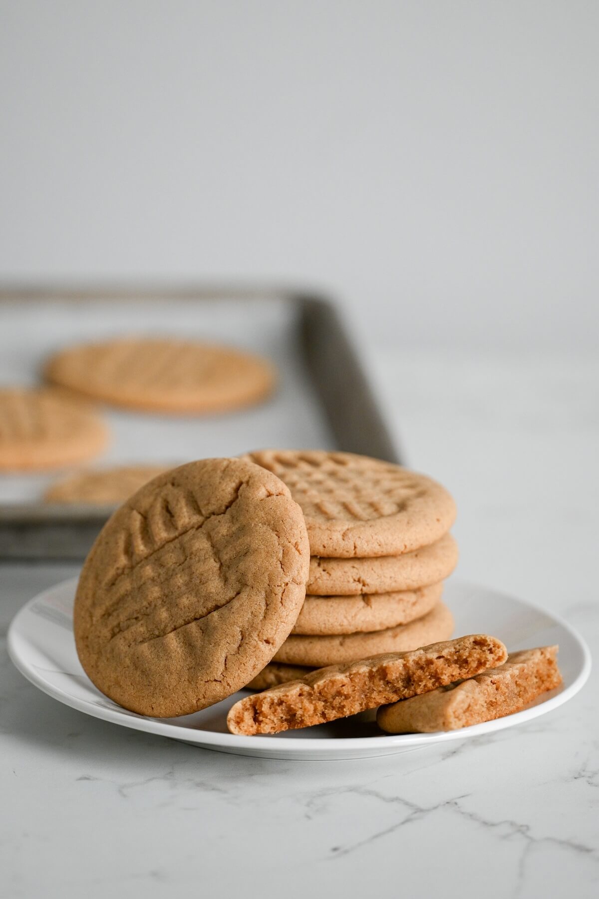 A plate of soft and chewy cookies.